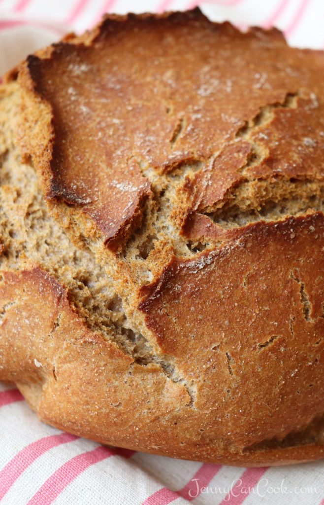 No Knead 100% Whole Wheat Bread | Jenny Can Cook