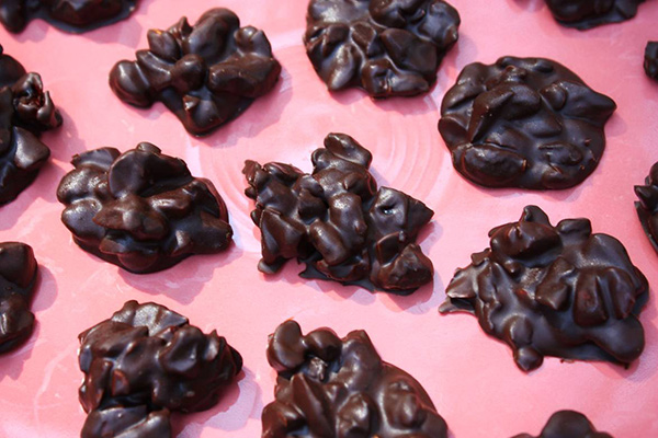 Chocolate Almond Clusters, Chewy Dark Chocolates
