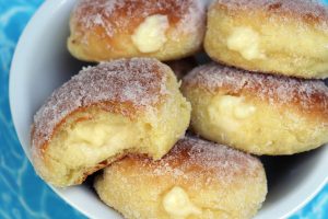 Oven baked custard filled donuts